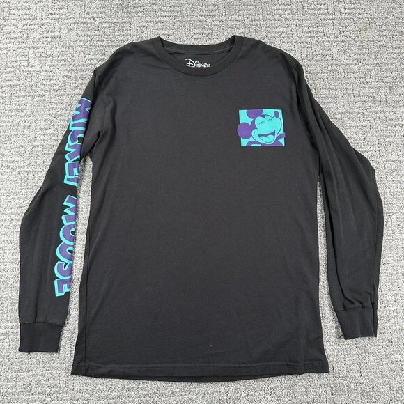 VINTAGE - Disney Mickey Mouse Large Black Long Sleeve Japanese Graphic Tee - Picture 3 of 8